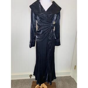 Liquid Metal Black Cocktail Midi Skirt Jacket Formal Size Small XS